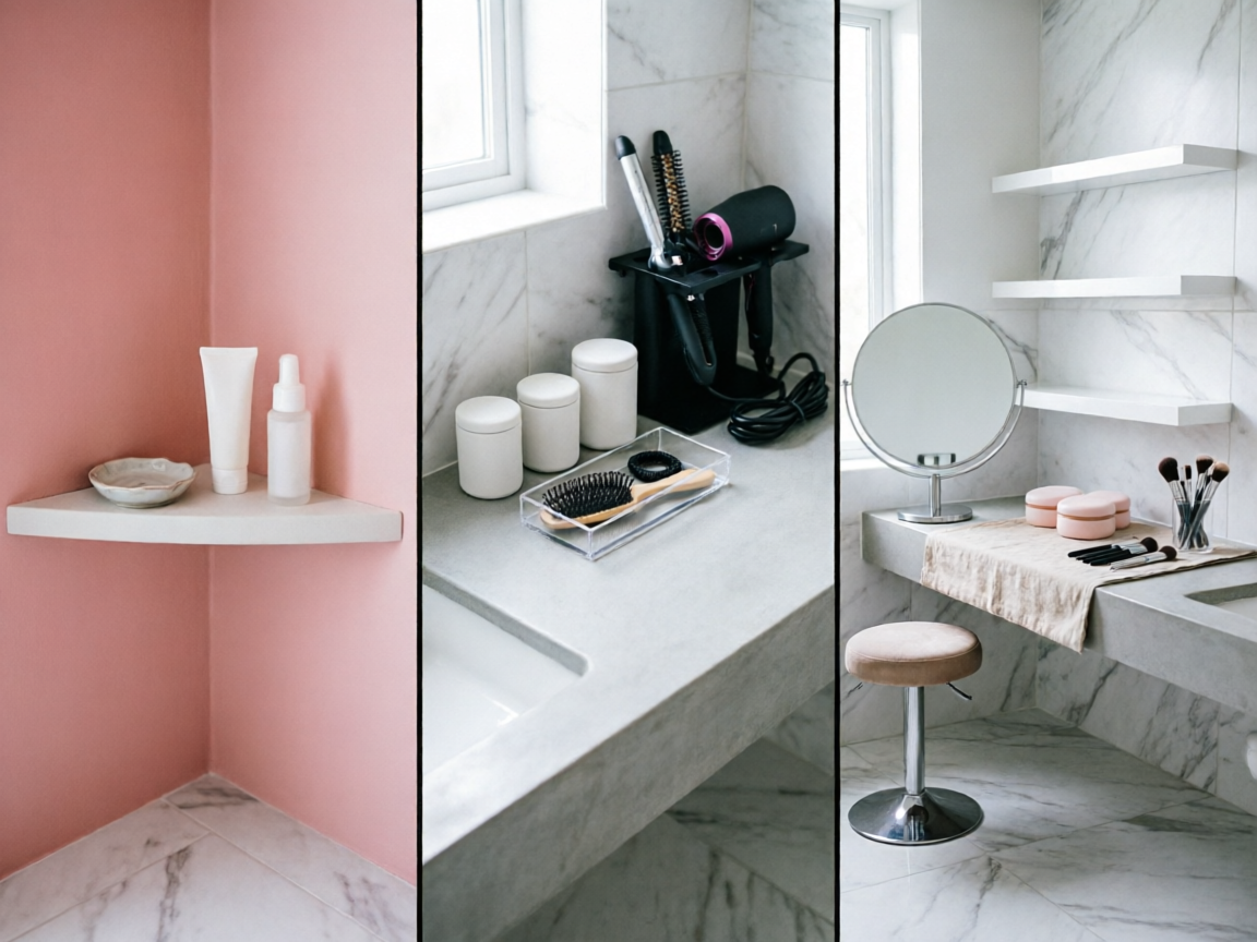 Comparison of tiny powder room, standard bathroom, and large master bathroom with recommended products