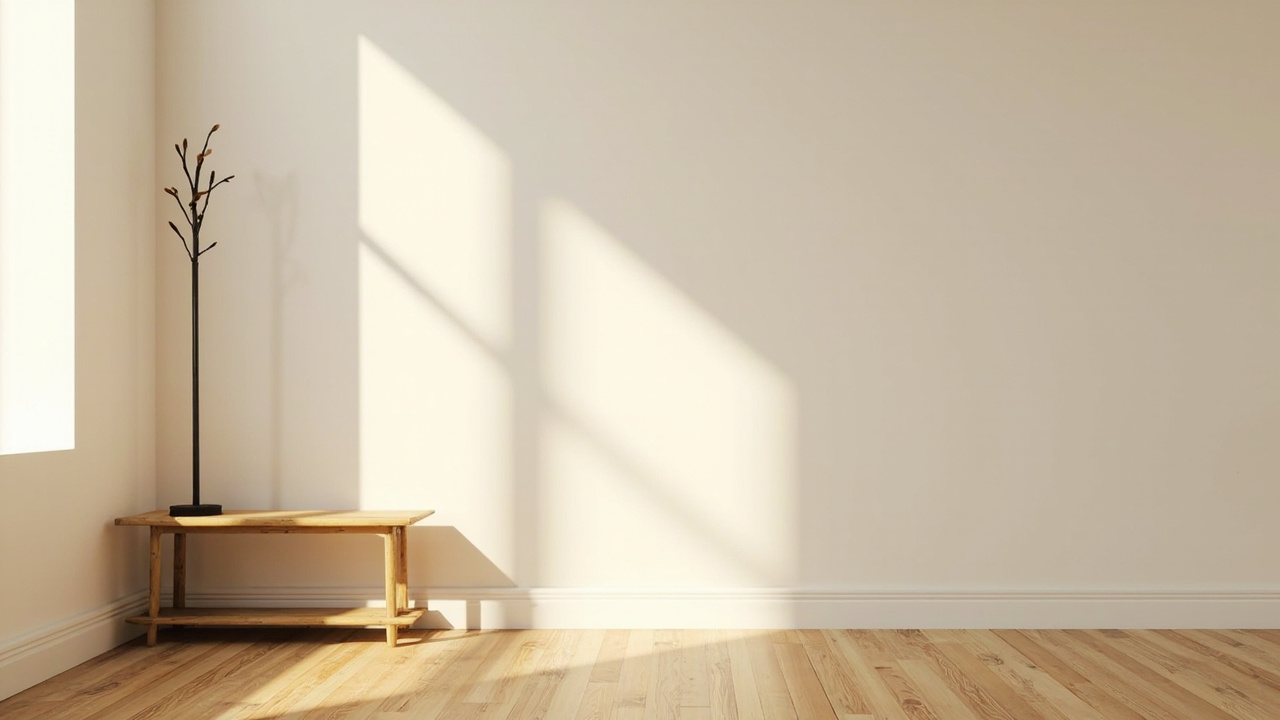 Rental-friendly entryway with freestanding hall tree and bamboo shoe bench, no drilled wall holes