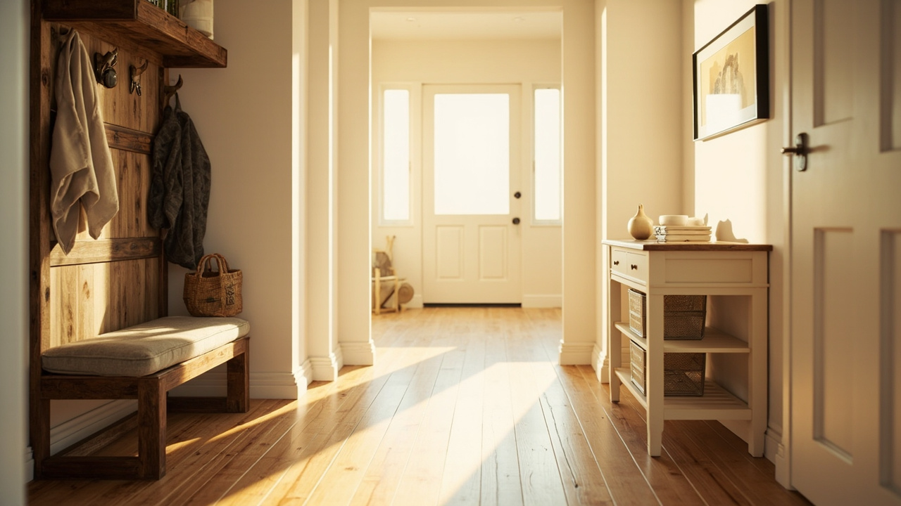 Medium entryway with VASAGLE hall tree and slim HOOBRO console with clear walking lane