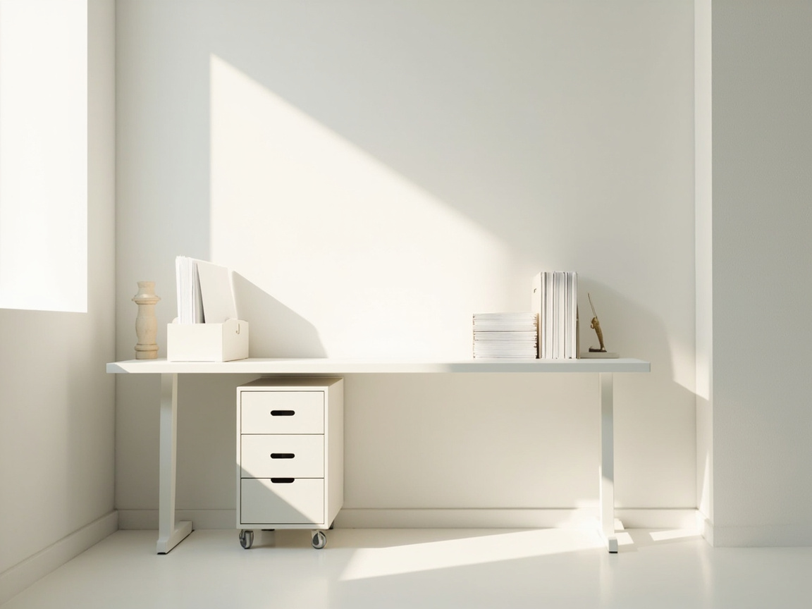Home office without a closet using a wall file, divided drawer, and compact desktop organizer