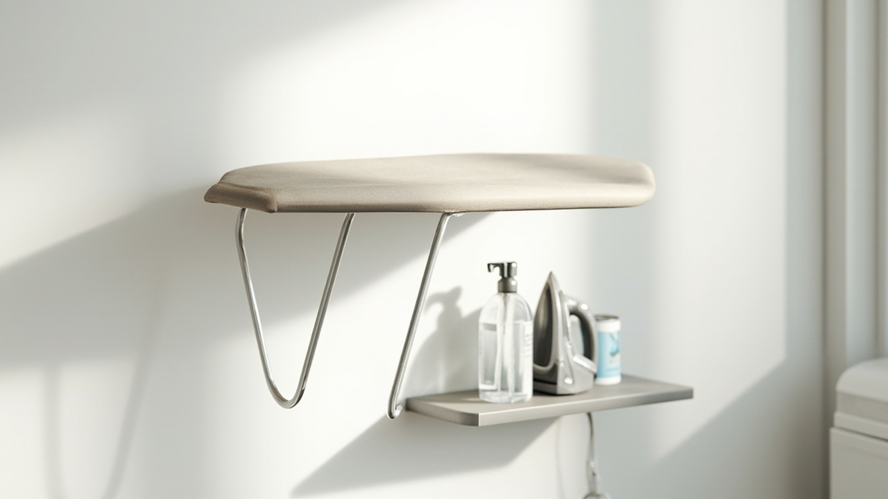 Three hanger options shown side-by-side: over-door, wall-mount with shelf, in-wall cabinet.