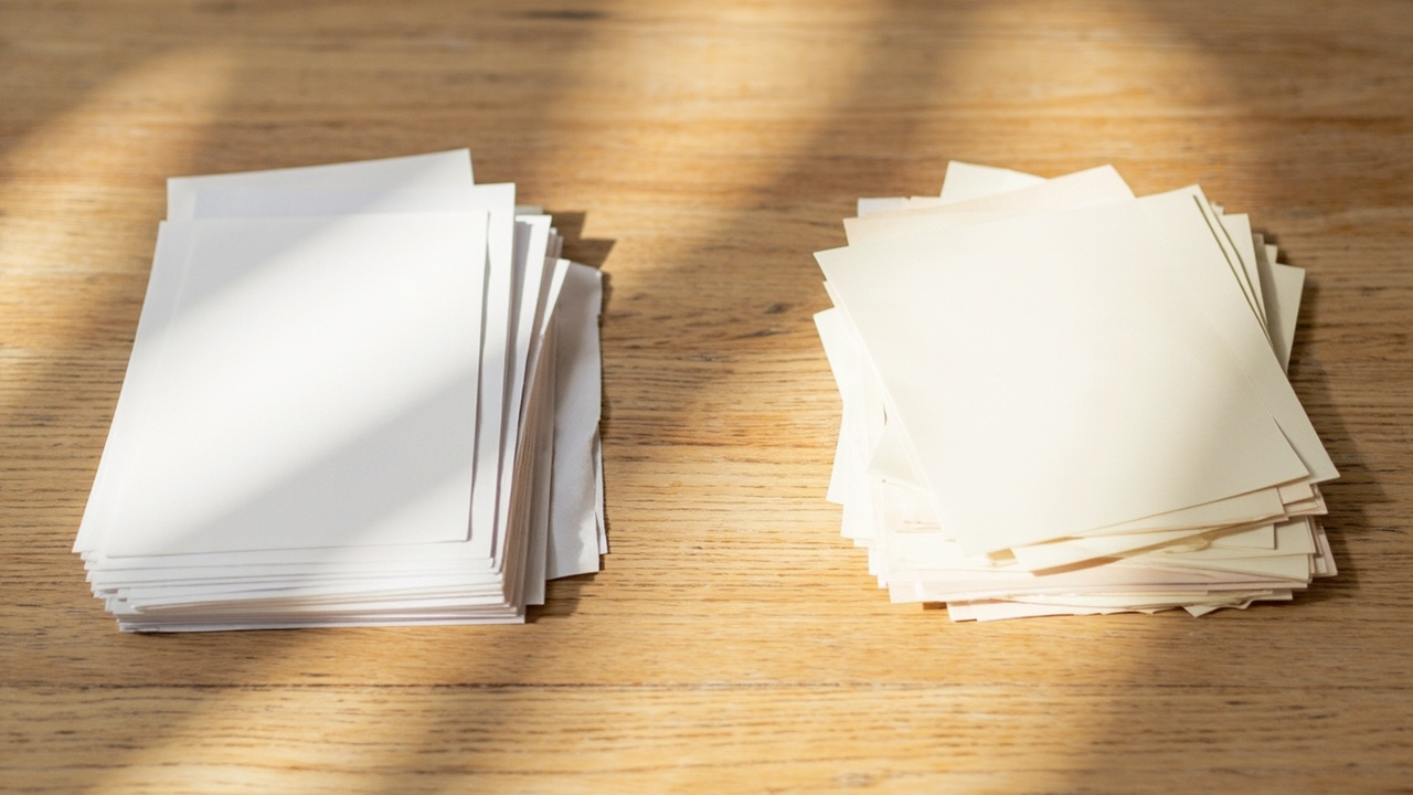 Papers and documents being sorted into keep and recycle piles