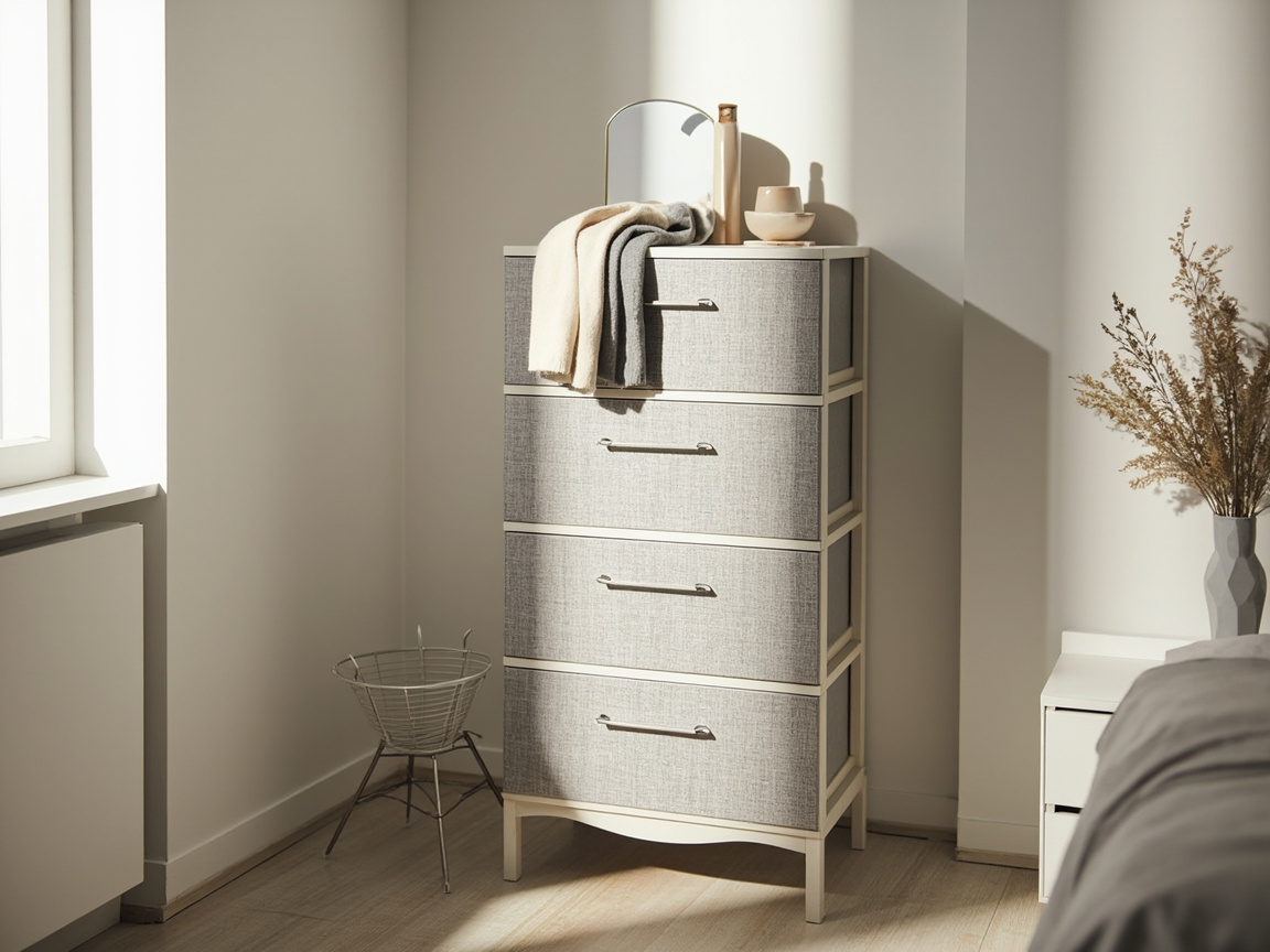 Small space decluttering vertical storage and multi-purpose furniture diagram