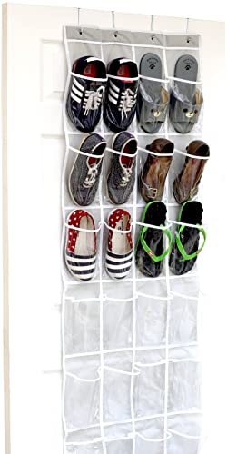 Simple Houseware 24-Pocket Crystal Clear Over-Door Shoe Organizer