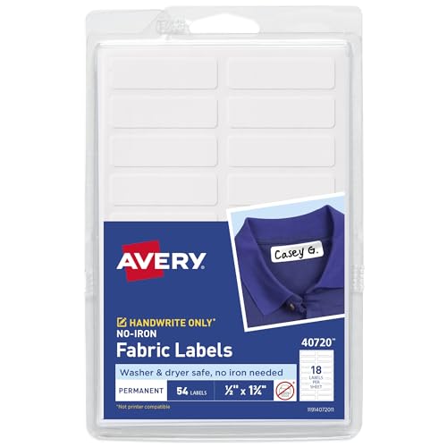 Avery No-Iron Fabric Labels, Washer and Dryer-Safe