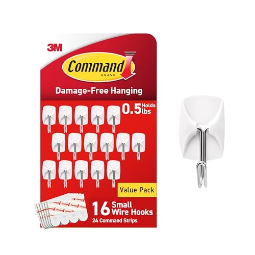 Command Small Wire Toggle Hooks, 16 Hooks and 24 Strips