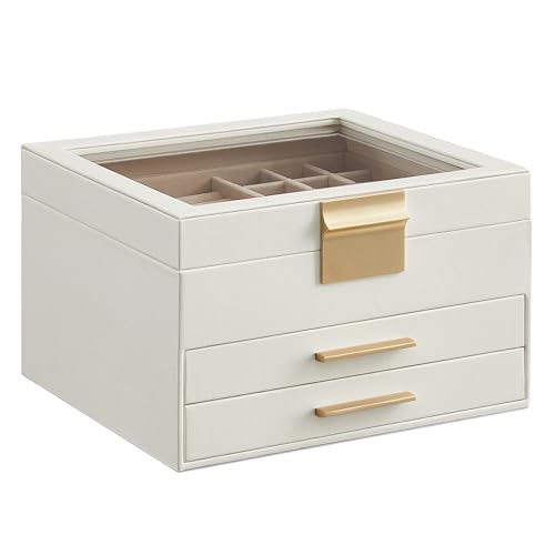 SONGMICS Jewelry Box Organizer, 3-Layer with 2 Drawers