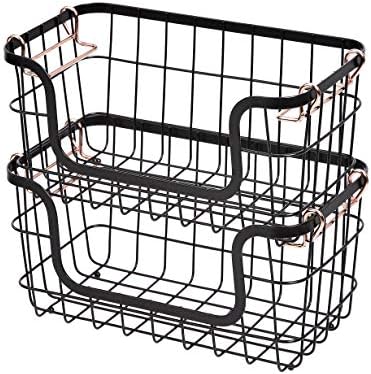 Amazon Basics Stackable Metal Wire Storage Baskets