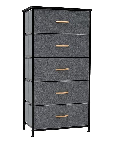 Crestlive Products Vertical Dresser Storage Tower - Sturdy Steel Frame, Wood Top