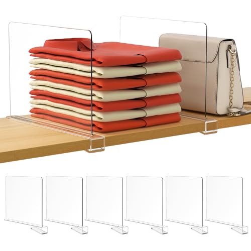 HBlife 6-Pack Clear Shelf Dividers