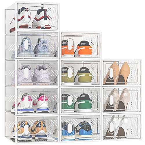 SIMPDIY 12-Pack Clear Stackable Shoe Boxes