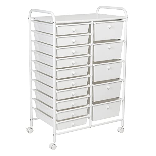 Honey-Can-Do 15-Drawer Metal Rolling Storage Cart, White Steel Multi-Purpose Organizer
