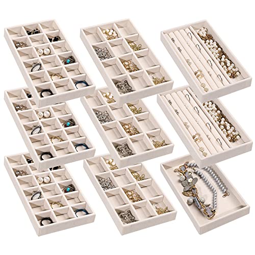 Frebeauty Stackable Velvet Jewelry Trays (9-piece)