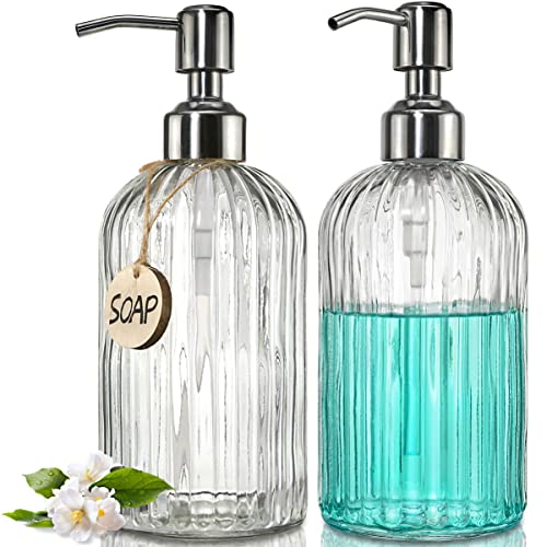 JASAI 2-Pack 18oz Glass Soap Dispenser
