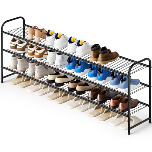 KEETDY 3-Tier Long Shoe Rack for Closet