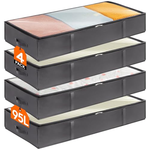 Lifewit 95L Under Bed Storage Containers, 4 Pack