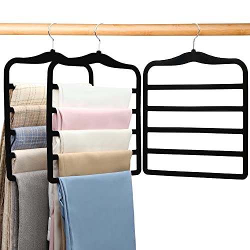 JUUBAOOPN 3 Pack Space-Saving Velvet Pants Hangers