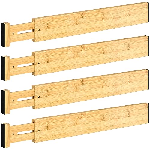 DUCOO Adjustable Bamboo Drawer Dividers (4-Pack)
