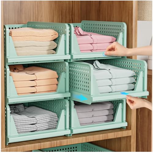 SNSLXH 5 Pack Stackable Closet Storage Basket