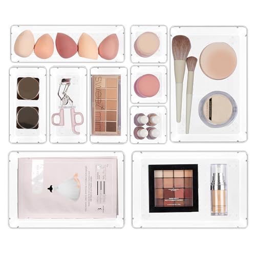 Vtopmart 10-Piece Clear Acrylic Makeup Drawer Organizer