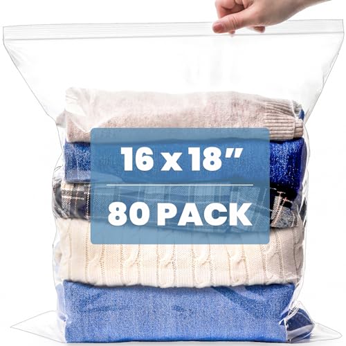 Elsjoy 80-Count Large Resealable Plastic Bags (3.5 Gallon)