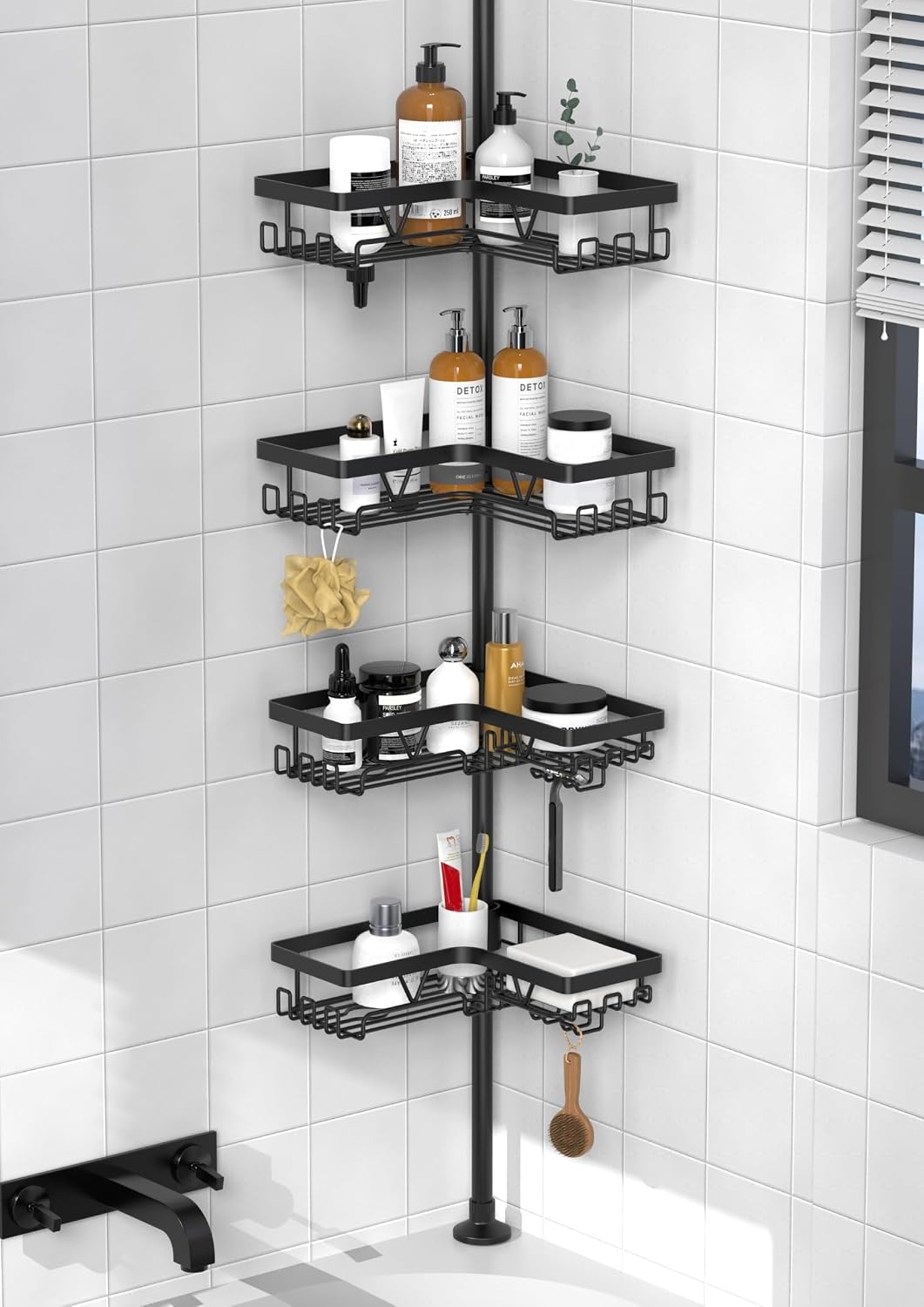 KEGII Corner Shower Caddy Tension Pole (Floor-to-Ceiling)