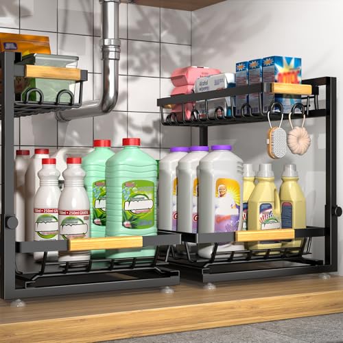 Sevenblue 2-Pack Under Sink Pull-Out Drawer Organizer (Height-Adjustable)