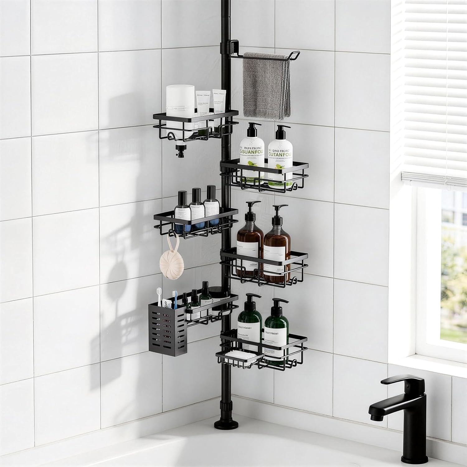 Vatex Shower Caddy 6-Pack Corner Tension Pole