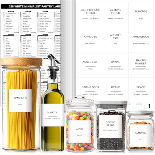 Kuocodall 288 Pantry Labels Pre-Printed Minimalist Stickers
