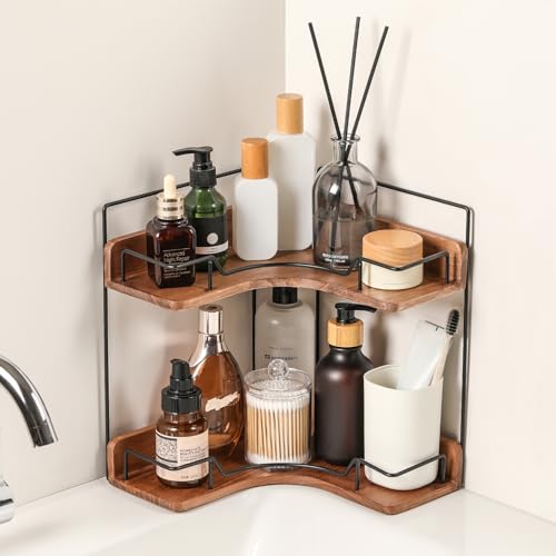Snuvid 2-Tier Wooden Corner Shelf