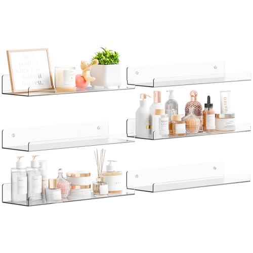 Yieach 6-Pack 15" Acrylic Wall Shelves