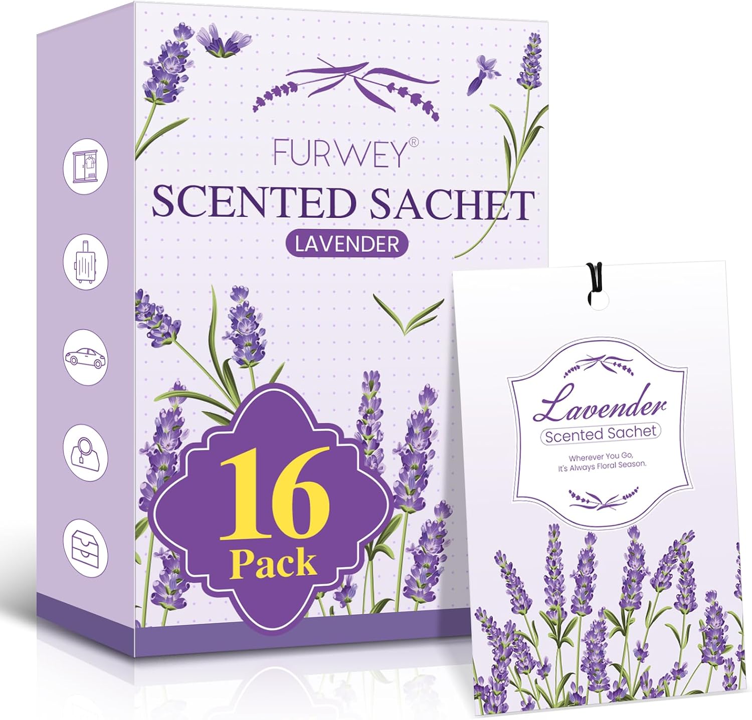 FURWEY Lavender Scented Sachets (16-Pack)