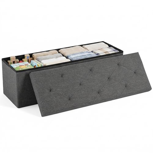 DUMOS 43\" Folding Storage Ottoman Bench (Grey)