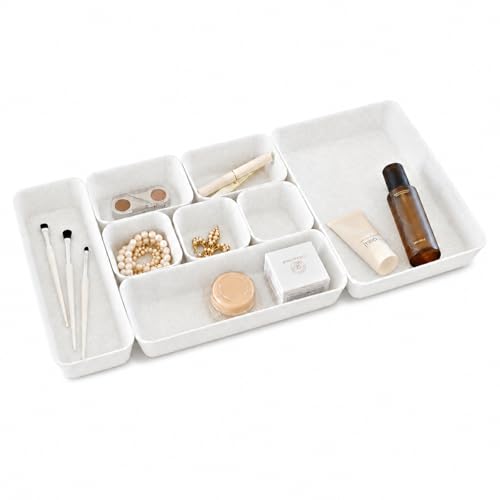 TTUGTTUG 8-Piece Felt Drawer Organizer Set in 4-Sizes, Made from Eco-Friendly Material for Vanity, Makeup, Desk, Office, Kitchen, and Nightstand